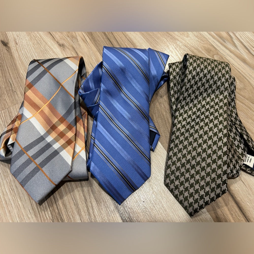 Silk Ties Lot- Joseph Abboud, Stafford, Orange Grey White Plaid Blue Green Olive